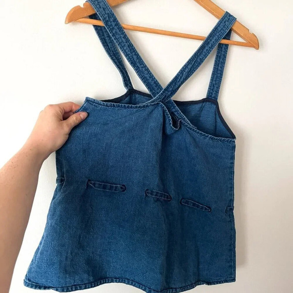 Aritzia Wilfred Tie Waist Denim Linen Lyocell Tank Top Blue Size Small - Picture 3 of 5